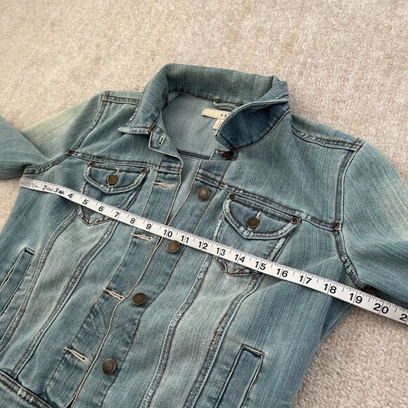 Forever 21 Distressed Blue Denim Jean Jacket S - Picture 6 of 10